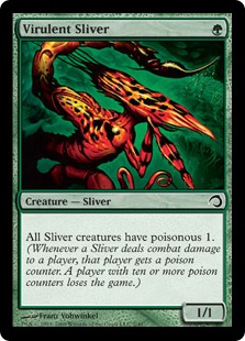 sliver virulent slivers mtg magic deck infect cards creatures common foil giant creature headed poison gathering counters pds precon premium