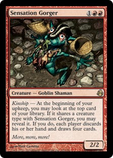 sensation gorger goblin mtg cards shaman creature draw player discards gatherer kinship each magic target damage gathering colors morningtide cast